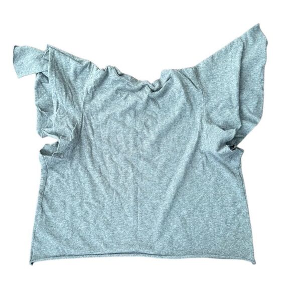 Urban Outfitters Kimchi Blue Tee Odette Ruffled Crop Top Grey Shirt Small - Picture 4 of 7